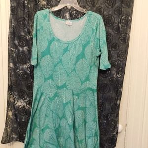 LuLaRoe Dress - Green Leaves Pattern